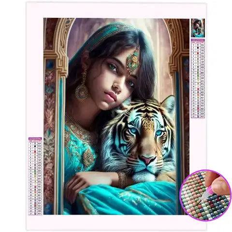 Broderie Diamant Femme avec un Tigre