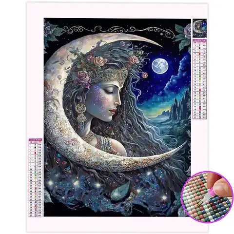 Broderie Diamant Femme Lune