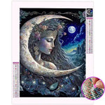 Broderie Diamant Femme Lune