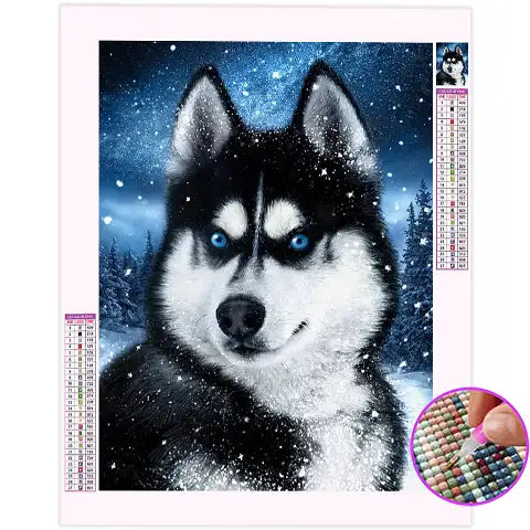 Broderie Diamant Husky Sibérien