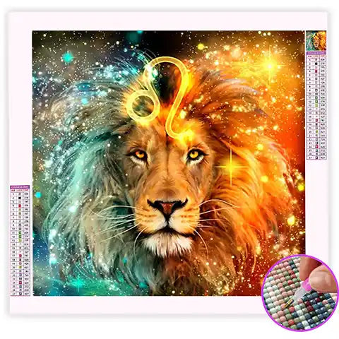 Broderie Diamant Lion Zodiaque