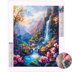 Broderie Diamant Montagne et Cascade