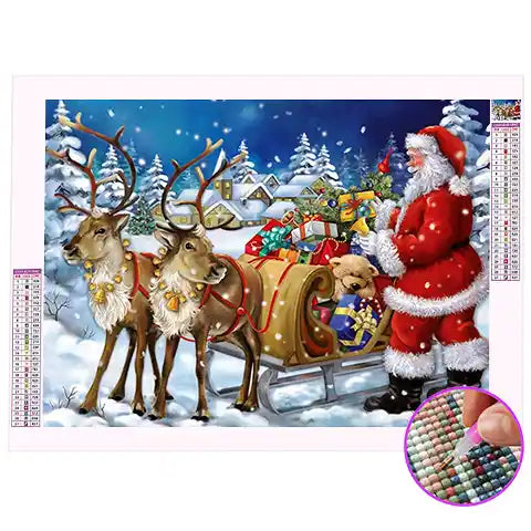 Broderie Diamant Noël Renne