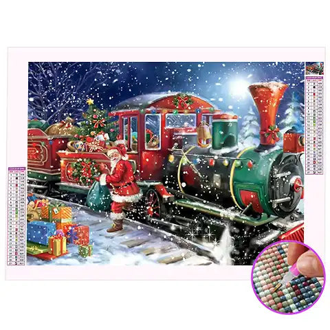 Broderie Diamant Noël Train