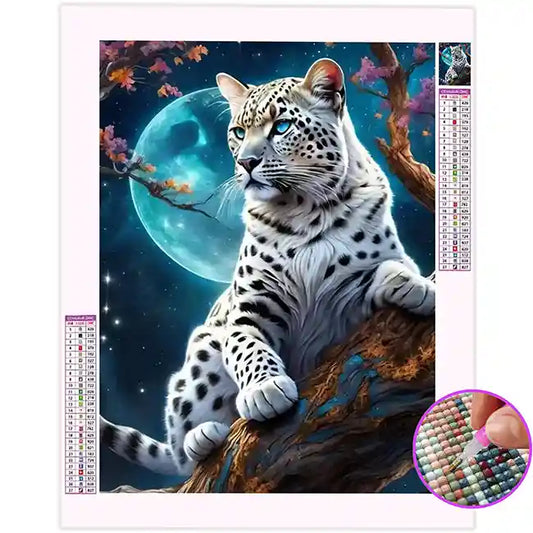 Broderie Diamant Panthère Blanche