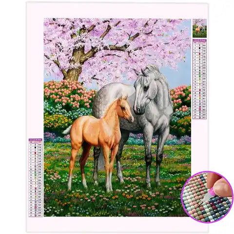 Broderie Diamant Poulain et Cheval