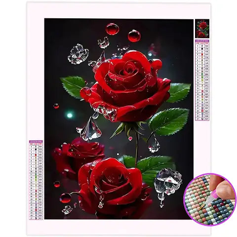 Kit Broderie Diamant Rose 4 Toiles 30x40cm - Diamond Painting Fleurs Et Ballons, Loisir Créatif