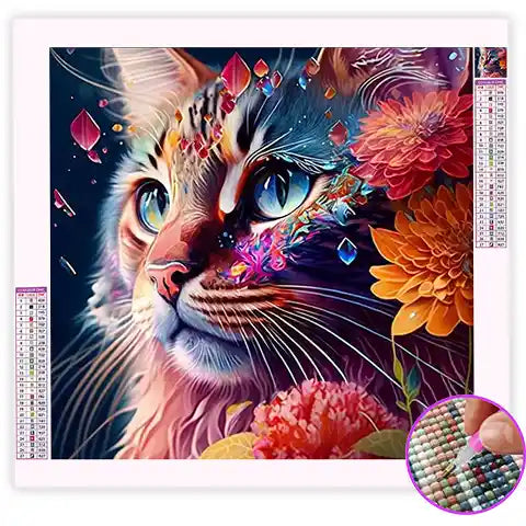Broderie Diamant Chat Abstrait