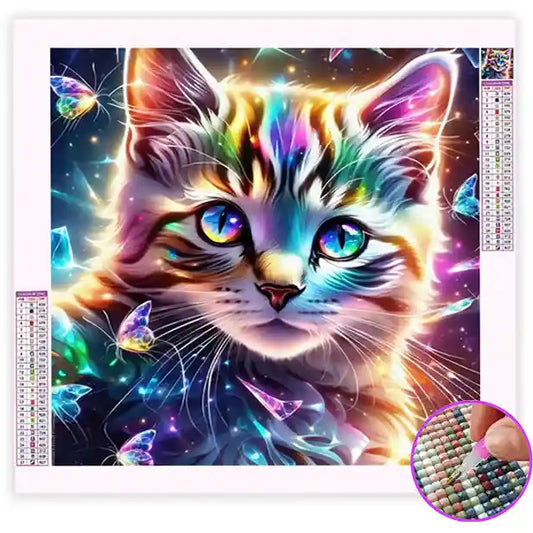 Broderie Diamant Tête de Chat