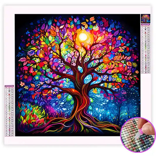 Broderie Diamant Arbre Multicolore