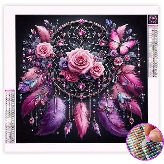 Broderie Diamant Attrape Rêve Rose