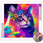Broderie Diamant Chat Multicolore