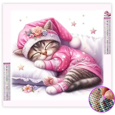 Broderie Diamant Chat Mignon