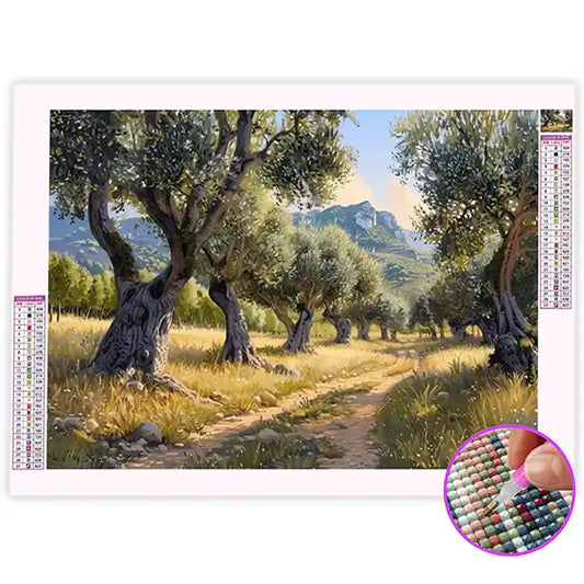 Broderie Diamant Arbre Olivier
