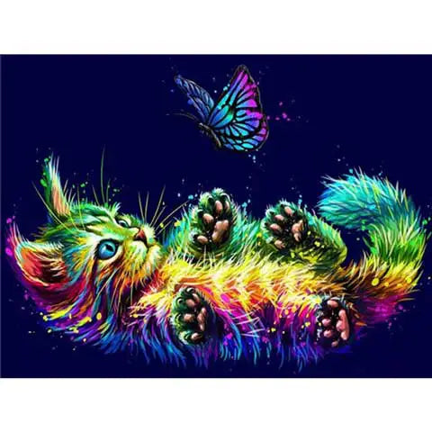 Diamond Painting Chat Coloré | My Diamond Painting
