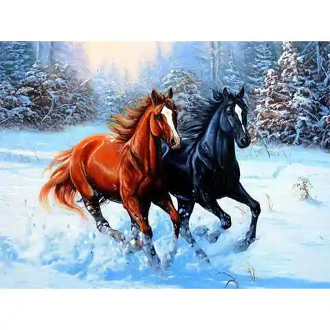 Diamond Painting Chevaux Neige | My Diamond Painting