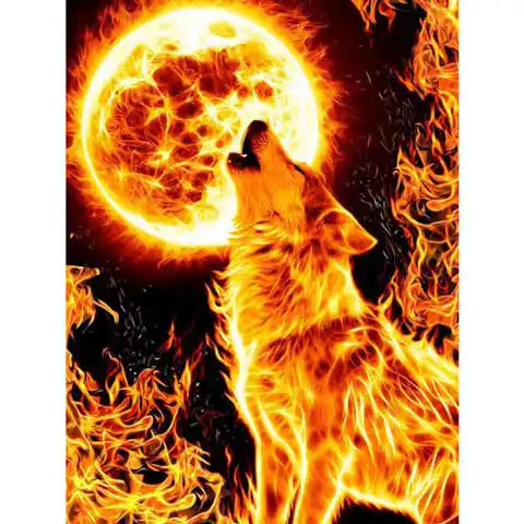 Diamond Painting Loup de Feu | My Diamond Painting