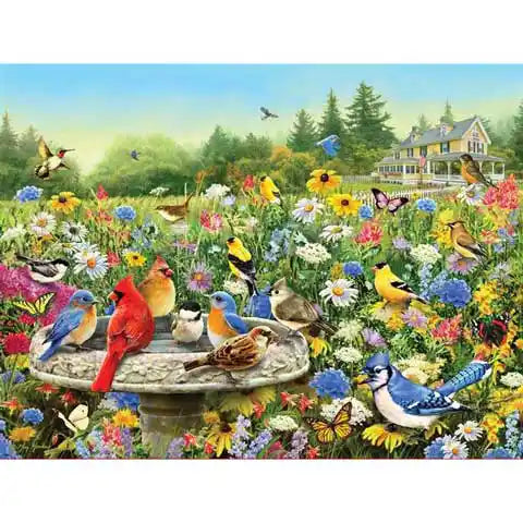 Kit Diamond Painting Oiseaux Et Fleurs 40x40 Cm - Peinture Par Numéros Avec Strass - Loisir Créatif Adulte