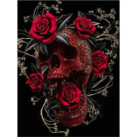 Diamond Painting Tête de Mort avec des Roses | My Diamond Painting