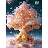 Broderie Diamant Arbre Maison