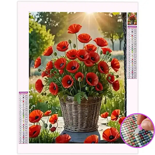 Broderie Diamant Coquelicot