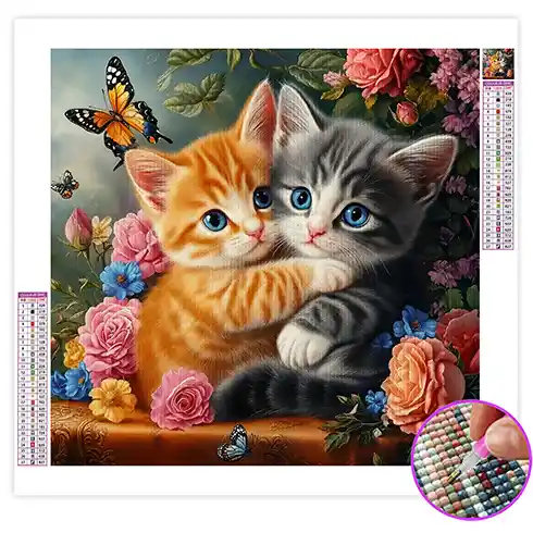 Broderie Diamant Deux Chatons