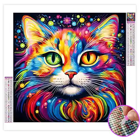Broderie Diamant Chat Couleurs
