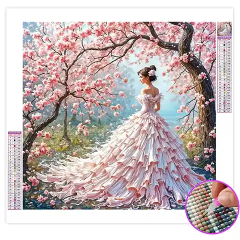 Broderie Diamant Femme en Robe