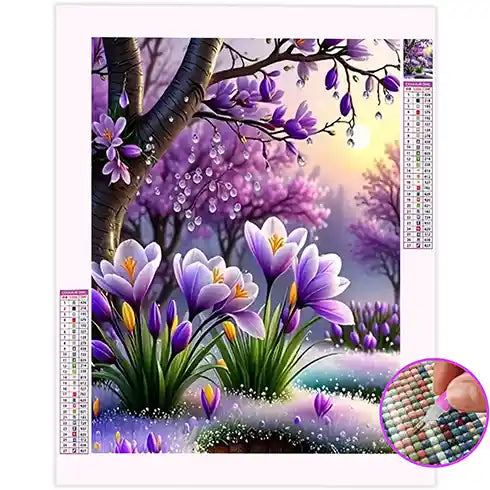 Broderie Diamant Fleur Violette