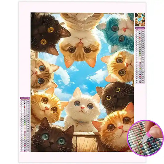 Broderie Diamant Chat Groupe