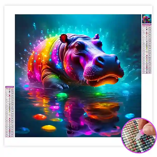 Broderie Diamant Hippopotame