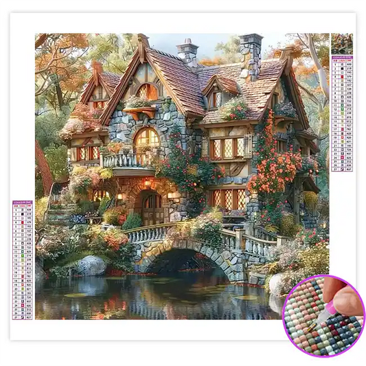Broderie Diamant Maison Fleurie
