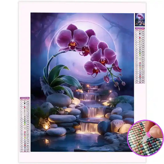 Broderie Diamant Orchidée violet
