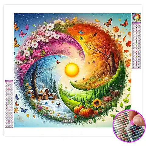 Broderie Diamant Quatre Saisons