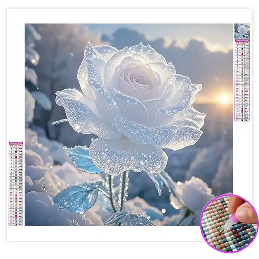 Broderie Diamant Rose Blanche