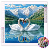 Broderie Diamant Cygne Cœur