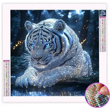 Broderie Diamant Tigre Blanc