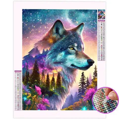 Broderie Diamant Visage Loup