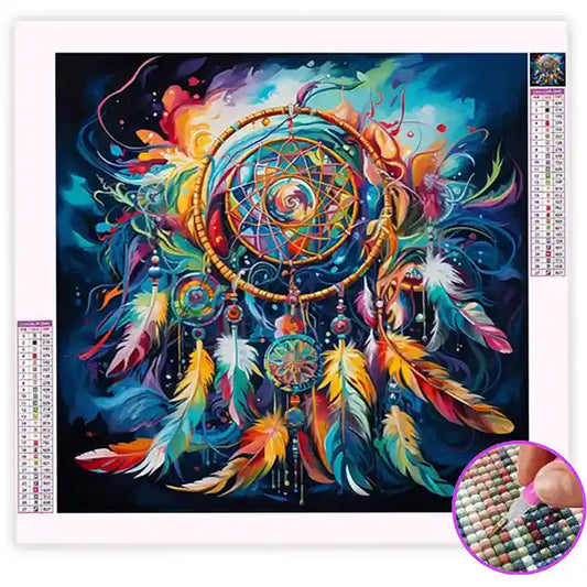 Broderie Diamant Attrape rêve Plume