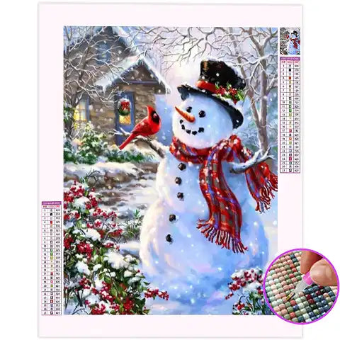 Broderie Diamant Bonhomme de Neige