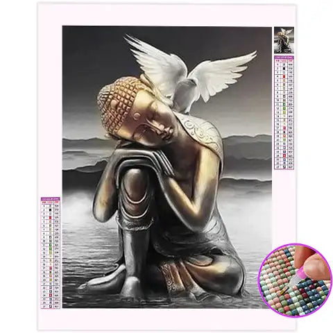 Broderie Diamant Bouddha avec Colombe