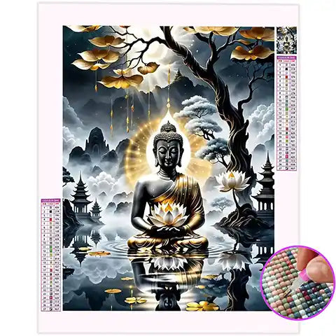 Broderie Diamant Bouddha Lotus