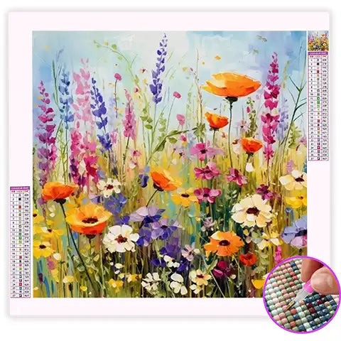 Broderie Diamant Champ de Fleurs