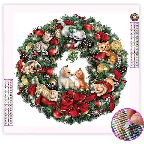 Broderie Diamant Couronne de Noël