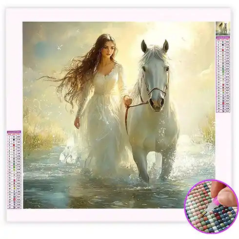 Broderie Diamant Femme et Cheval