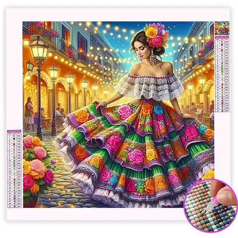 Broderie Diamant Femme Robe Fleurs