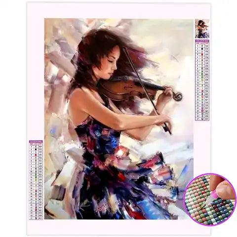 Broderie Diamant Fille Violon