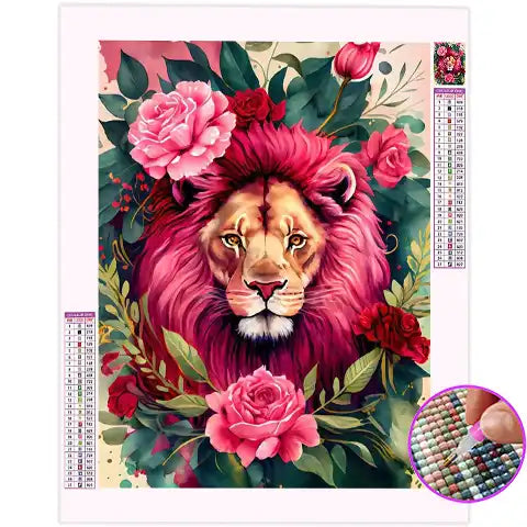 Broderie Diamant Lion Rose