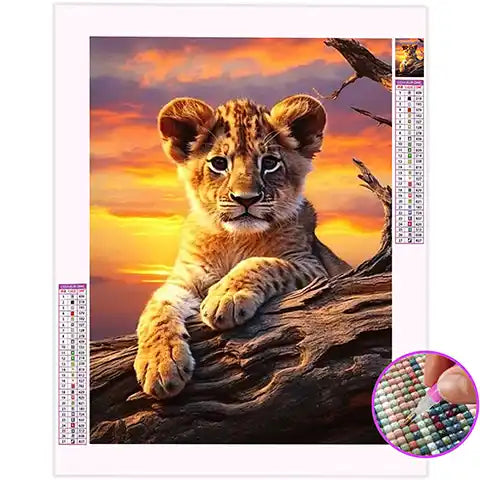 Broderie Diamant Lionceau