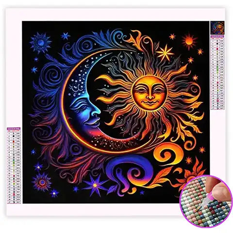 Broderie Diamant Soleil et Lune